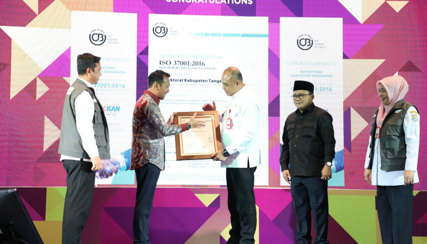 Pemkab Tangerang Raih Sertifikat ISO 37001: 2016